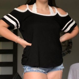 Black and White Off the Shoulder Top